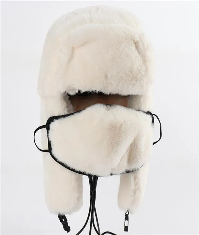 Berety Wysokiej jakości Ushanka 2022 Thermo Winter Faux Fur Hat Kobiety Bombowce Czapki Bombowce ciepłe różowe narciarki Maska Rosyjska Rosyjska Cap8692806