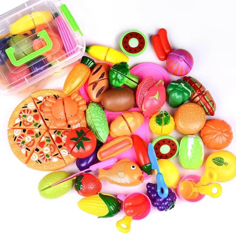Kök spelar mat DIY Retend Toys Plastic Cutting Fruit Vegetable Preteny Children Kitchen Montessori Learning Education Toy 231211
