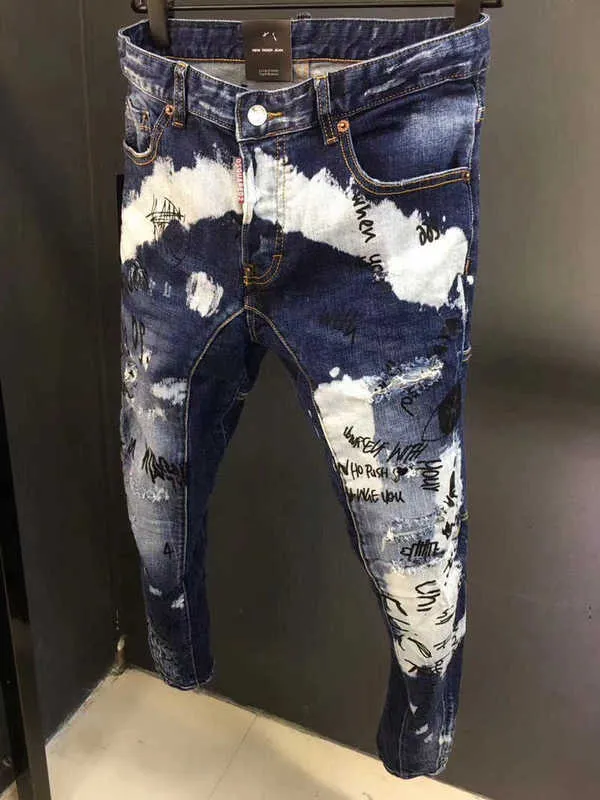 Мужские джинсы дизайнерские джинсы A136 Классическая микроэластичная тяжелая работа манти