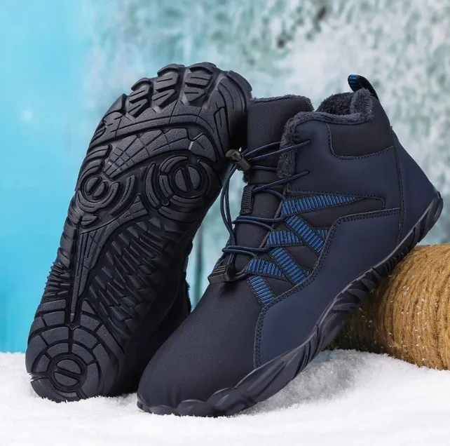 2023 Novas botas femininas e masculinas de inverno de veludo ao ar livre com cinco dedos botas de neve para casais quentes e confortáveis, sapatos casuais de algodão de cano médio 36-46