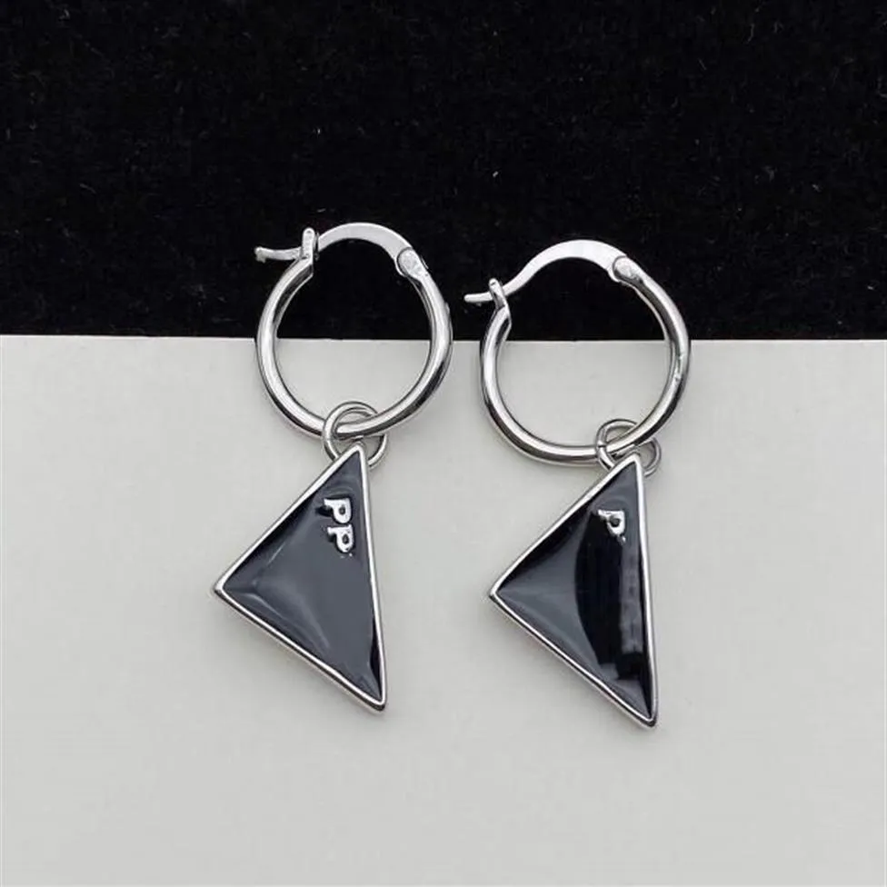 Designer Letter Triangle Stud Long Dangler Black White Dangle Earrings Fashion Jewelry Wedding Luxury Crystal Earring Gifts285u