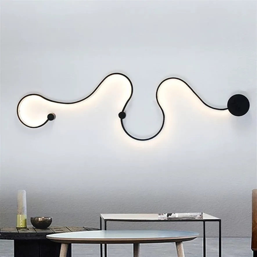 Lámparas de pared LED de serpiente, luces curvas creativas minimalistas modernas, lámpara de luz acrílica creativa, aplique de cinturón nórdico para Dec215s