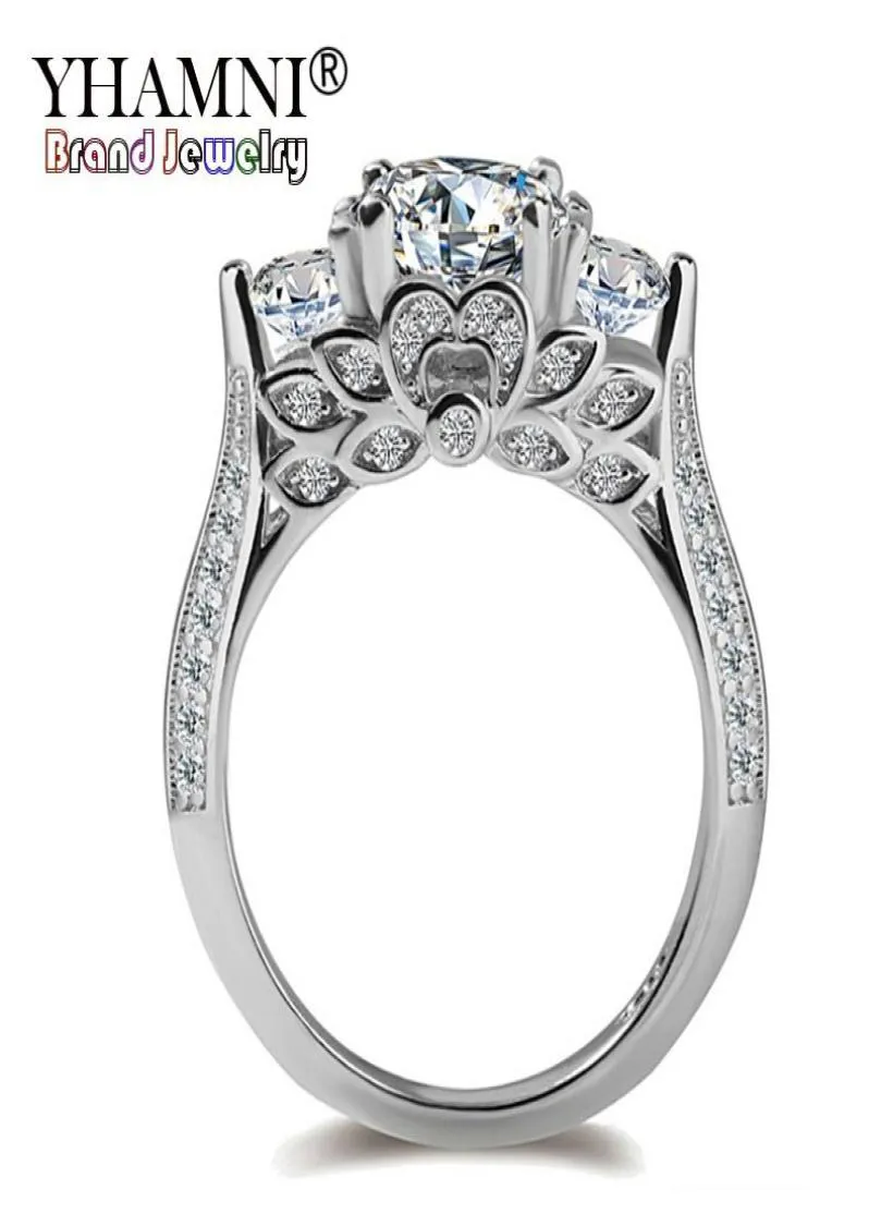 YHAMNI оригинальное креативное женское кольцо из натурального стерлингового серебра 925 пробы, набор колец с кубическим цирконием и бриллиантами, ювелирные кольца для женщин XR069048395