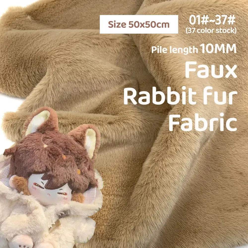 Tyg och sömnadsstorlek 50x50 cm Imitate Rabbit Fur Plush Thicked Polyester Artificial Wool Doll Cotton Material Dekorativ stoppning 231212