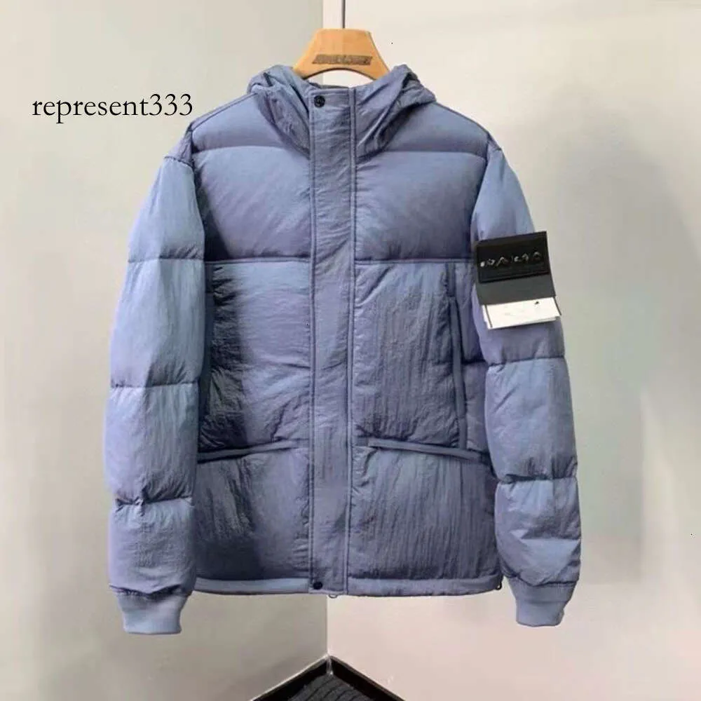 Stoneisland-Chaqueta de plumón reflectante de nailon y Metal, abrigo cálido con capucha deportivo de algodón para hombre y mujer, invierno