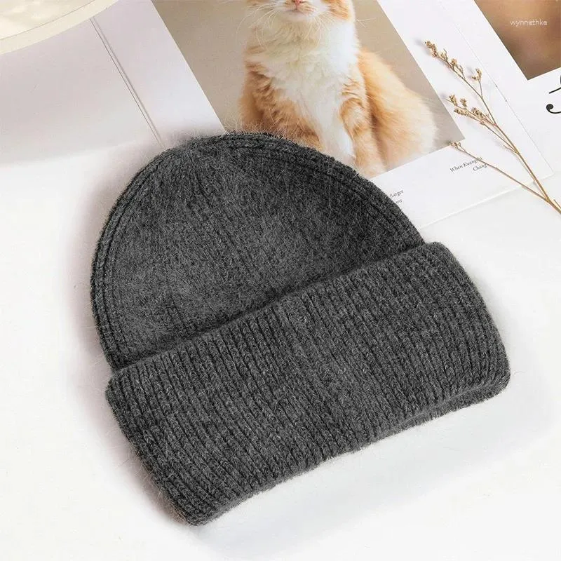 Berets Winter Hat Korean Edition Hair Pullover Children Angora Knitted Versatile Warm Wool