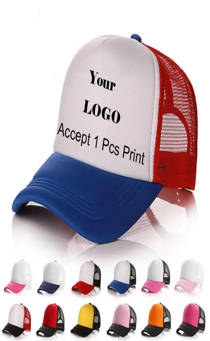 Personnalité de conception de texte de marque personnalisée bricolage chapeau de camionneur publicité casquette de baseball hommes et femmes maille vierge chapeaux réglables 7001153