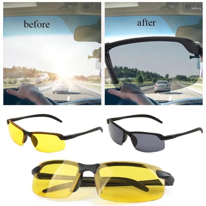 Óculos de sol para evitar tonturas devido à luz anti-UV Carro Noite Dia Dirigindo Óculos Homens Fora Adulto Óculos Tons