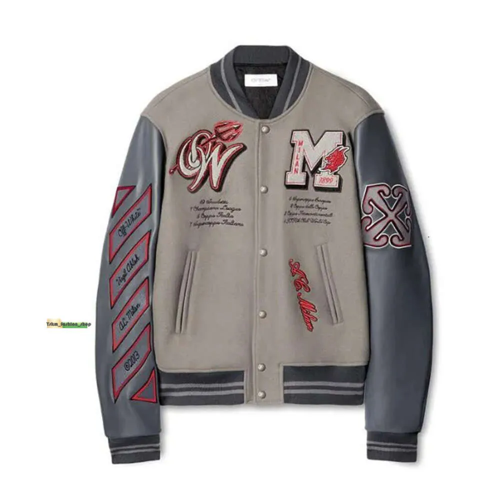 新しいACミランジャケットコート重工業界刺繍ビーズトレンディなブランドジャケットカジュアルスポーツ野球ジャージーオフホワイトジャケット926