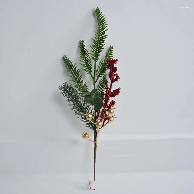 Flores decorativas simulação natal vermelho berry decoração flor pinheiro agulha plantas naturais sala de estar casa