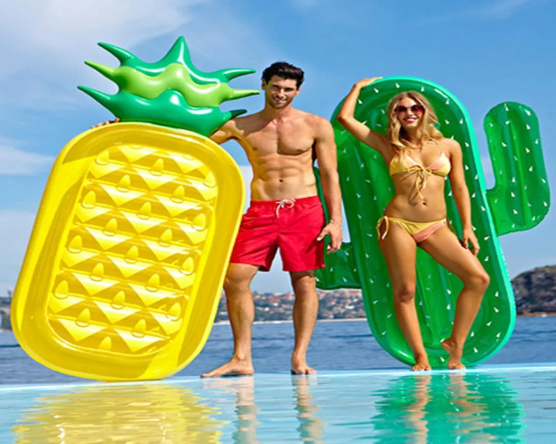 Uppblåsbar jättepool float madrass leksaker vattenmelon ananas kaktus strand simning ring frukt floatie luft madrass4950174