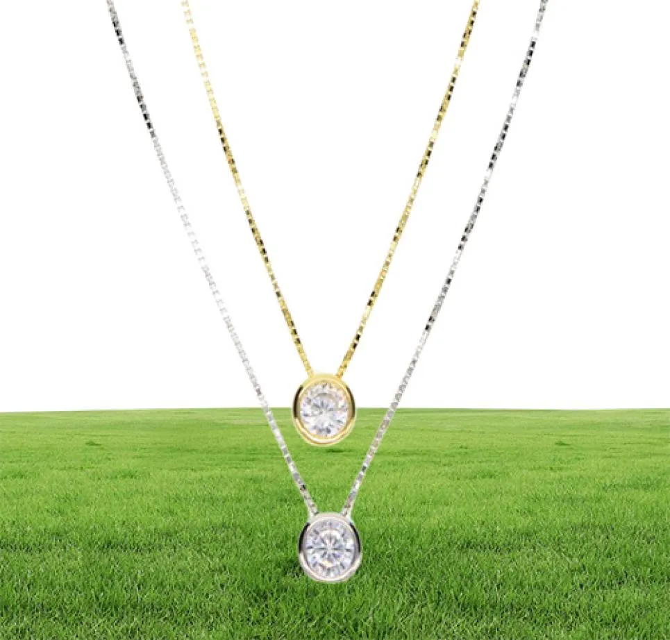 2018 dernier collier en pierre unique fine chaîne de boîte délicate lunette en argent sterling 925 5mm étincelles zircone cubique bijoux simples3586008