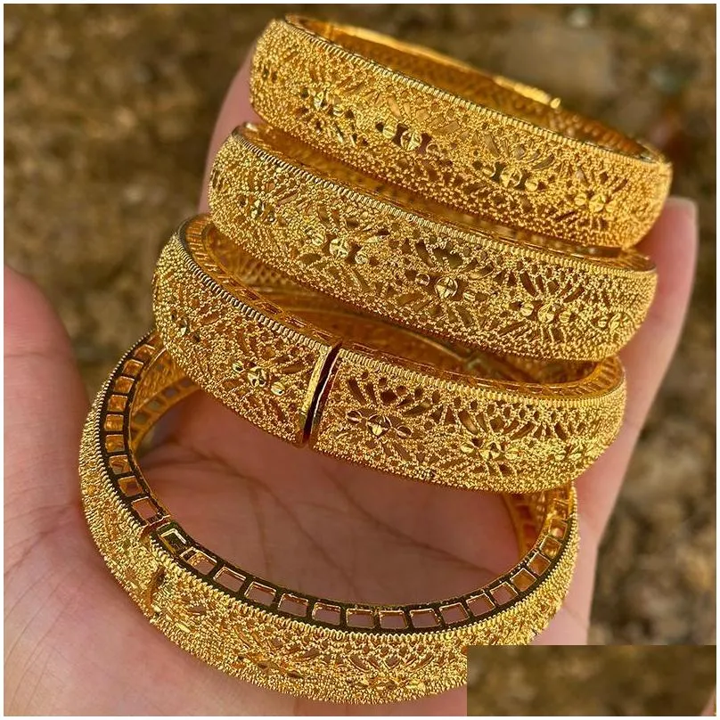 Bangle Bangle Pulseiras Etíopes Habesha 24k Cor de Ouro S Árabe Dubai Bangles para Mulheres Jóias de Casamento Africano Drop Delivery Jewell DHT2S