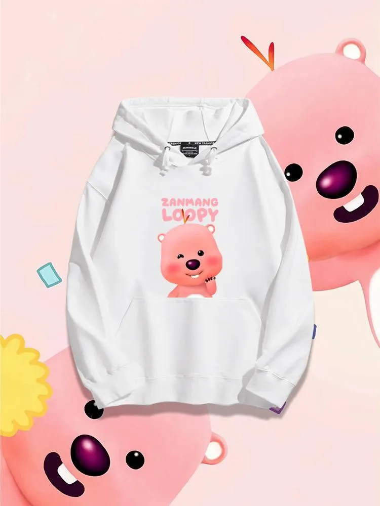 Little Beaver Ruby loopy around men and women 2023 autumn and winter new Joker casual hooded sweater student coat