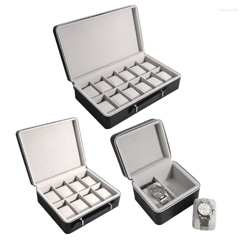 Horlogedozen Doos 2/8/12 Slot Case Voor Mannen Vrouwen Luxe Display Showcase Lederen Sieraden Opslag Houder