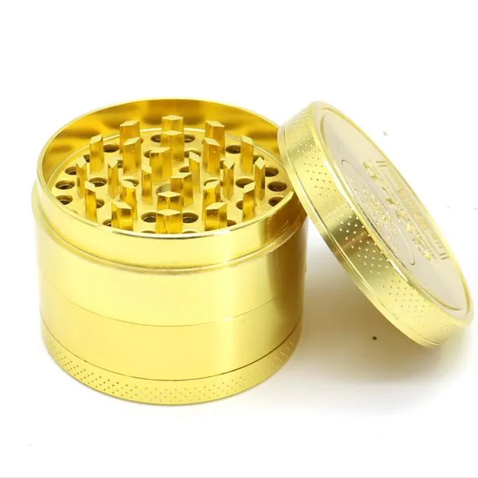 Venda quente transfronteiriça 40/50/63mm moedor de fumaça de ouro de 4 camadas Conjunto de fumaça de moedor de moedas de ouro