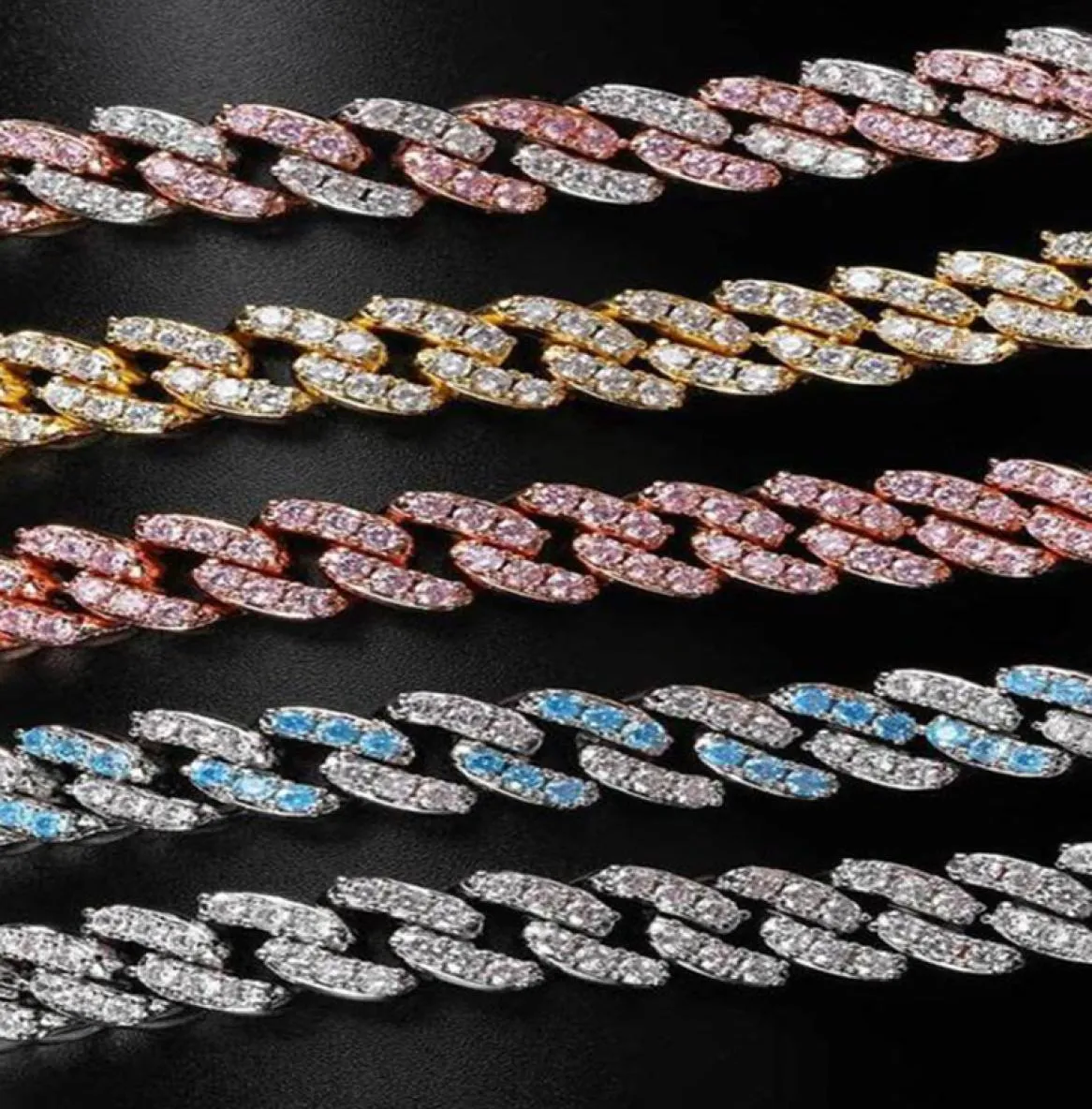 Cuban Link Chain Designer 9 mm Naszyjnik z cyrkonu Biżuteria Europejska Amerykański Hop Hop Naszyjnik dla mężczyzn i kobiet WH6628151