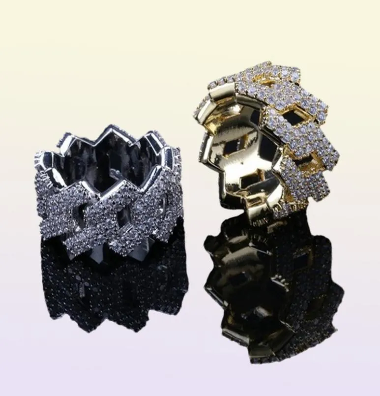 Hiphop smycken förlovningsringar bröllop uppsättningar lyxdesigner diamant kärleksring isad ut guldring stil charm mens tillbehör2586746