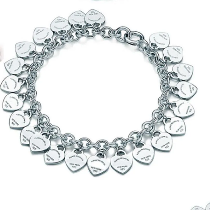 Designer di catene Braccialetti a catena Sterling Sier 925 Classico Moda Cuore Carta Bracciale da donna Gioielli Regalo di festa Consegna di goccia Gioiello Dhpnv