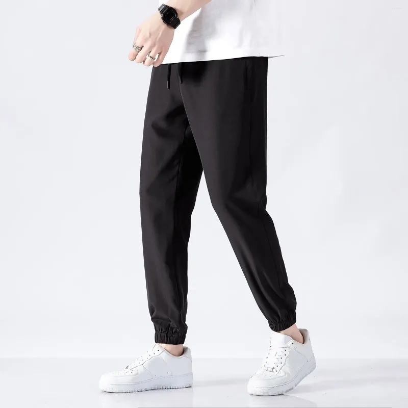 Mäns byxor Mens Loose Ice Silk Sweatpants Solid Sports Leggings Y2K Manliga byxor Workwear Cargo Spring Autumn utomhus