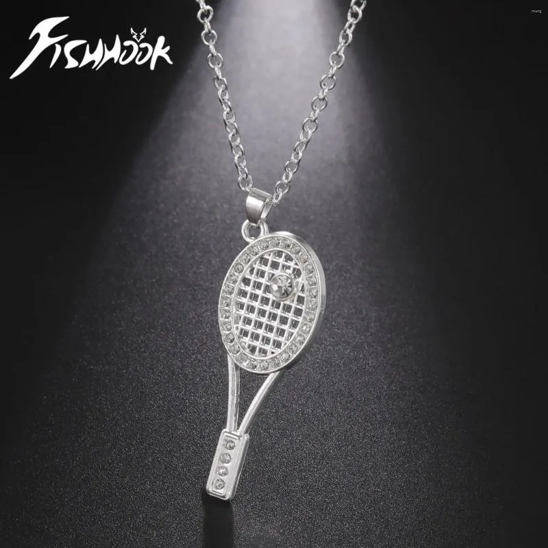 Hanger Kettingen Vishaak Tennisracket Ketting Amerikaanse Ketting Sport Cadeau Voor Man Vrouw Kind Kind Jongen Legering Kristal Zirkoon Sieraden