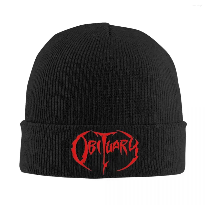 Berets Obituary Band Logo Death Metal Strickmützen Damen Herren Mützen Herbst Wintermütze Bring The Noise Warm Cap