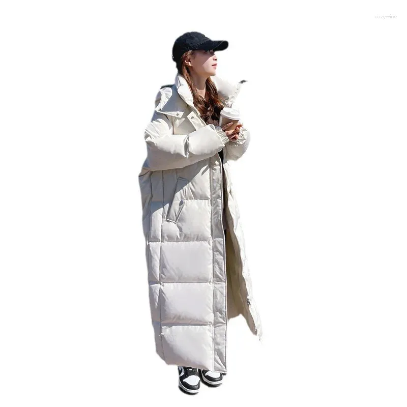 Casacos de trincheira femininos mulheres inverno grosso quente longo casaco com capuz algodão para baixo oversized parka abrigos mujer topos casaco feminino