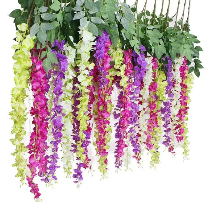 Elegant Artificial Silk Flower Wisteria Flower Vine Rattan For Home Garden Party Wedding Decoration 75cm Available