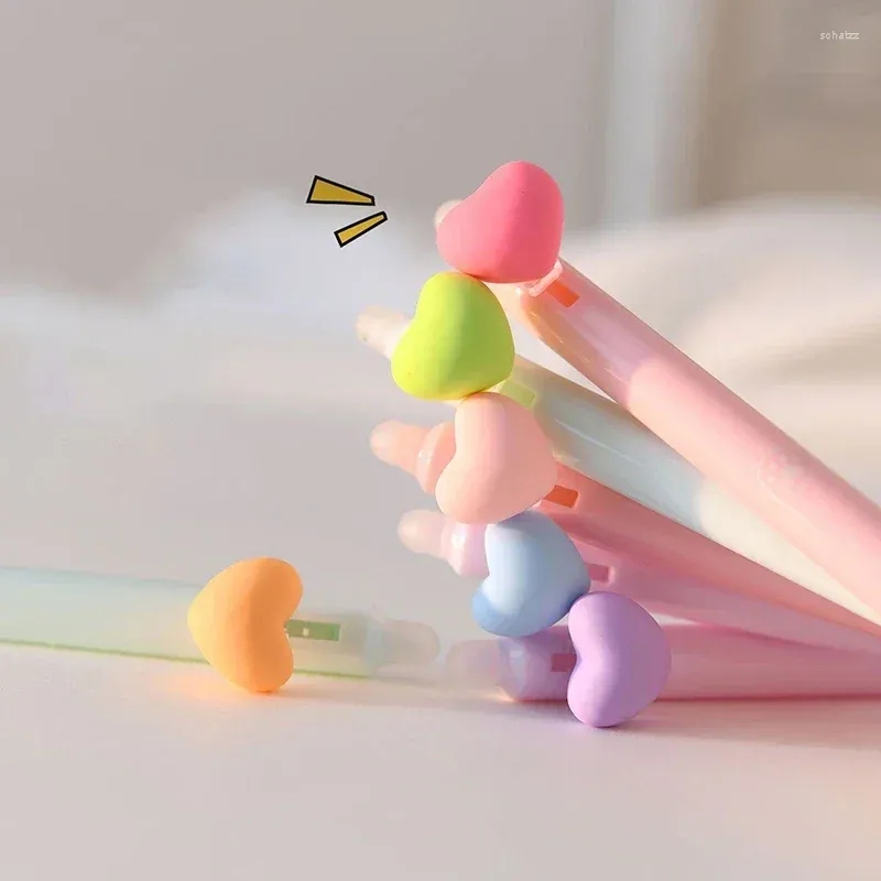 2pcs Blue Ink Erasable Gel Pens Kawaii Love Heart Neutral Students Writing Toolscute School Korean Stationery Office