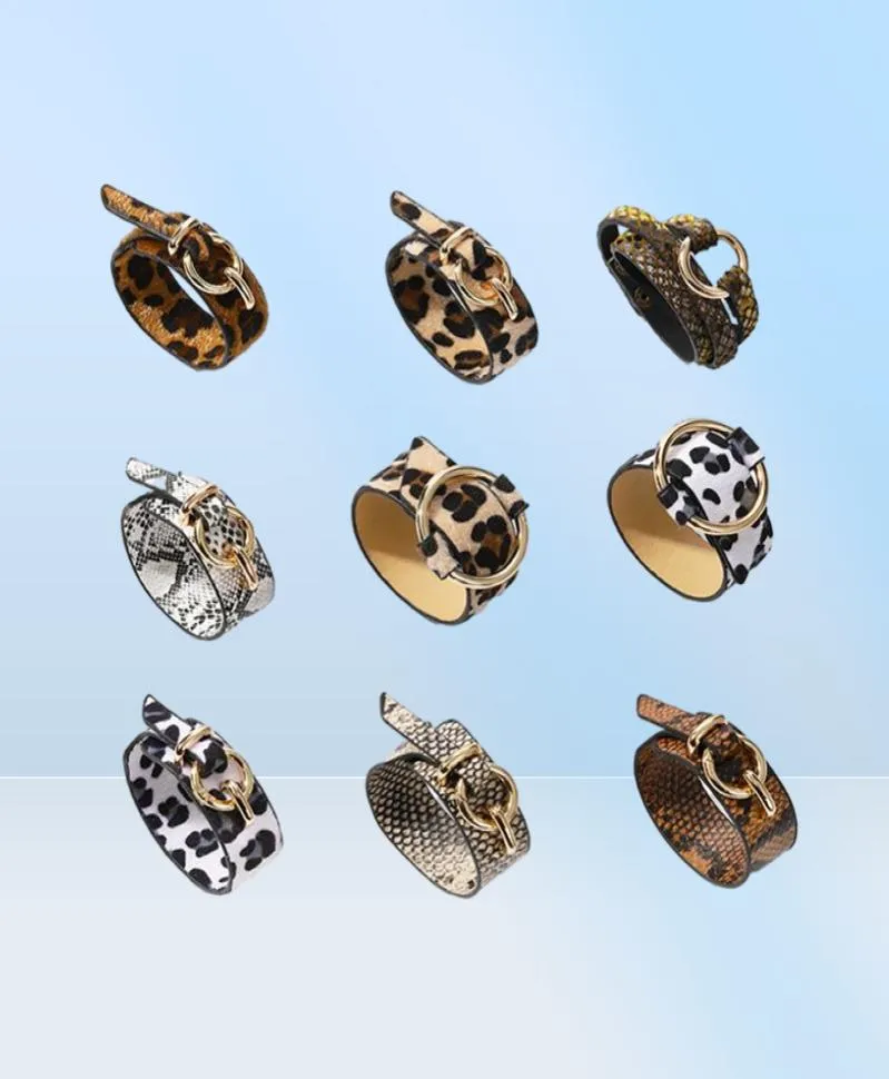 Nuova moda alla moda nel bracciale rigido regolabile in pelle con stampa animalier leopardata di design di lusso per donna7931788