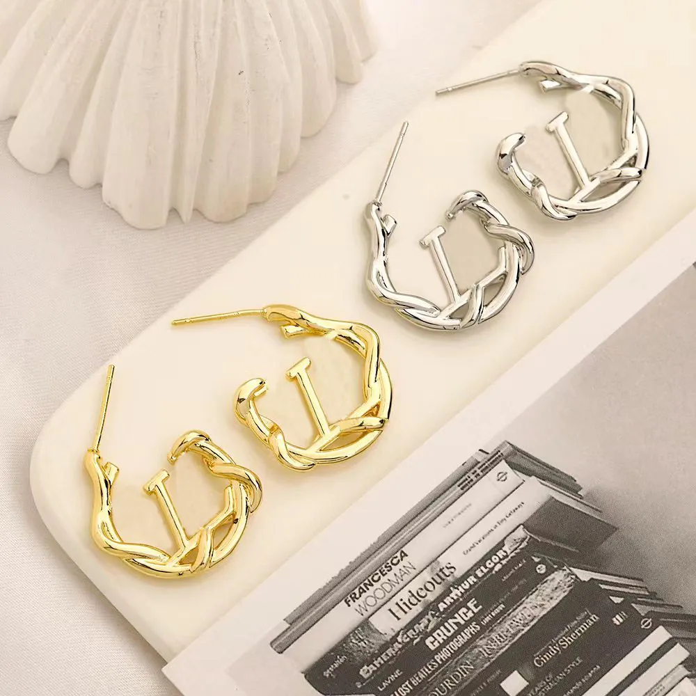 Brincos de designer moda retro brincos 18k banhado a ouro senhoras e meninas dia dos namorados jóias de casamento presente atacado