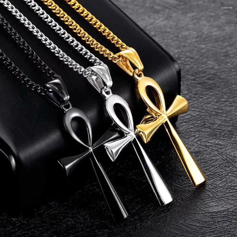 Pendant Necklaces 2023 Religion Egyptian Ankh Crucifix Pendants Stainless Steel Symbol Of Life Cross Jewelry Gifts