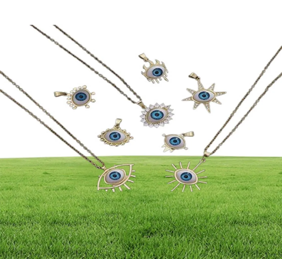 Турецкое ожерелье Lucky Evil Eye, женское 8 стилей, голубые глаза, женское очарование, модное эмалированное ожерелье из нержавеющей стали, цепочка, ювелирное изделие, подарок G15478271