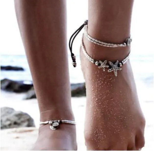 Bohemian Women Fashion Jewelry Bracelets Anklets Star Om Yoga wisiorek łańcuch kostki kostki kostki Anklet7863012