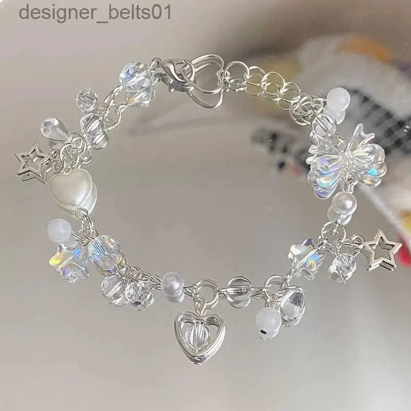 Charm Bracelets Handmade Star Bow Knot Beaded Bracelet Gorgeous Romantic Coquettish BraceletL231214