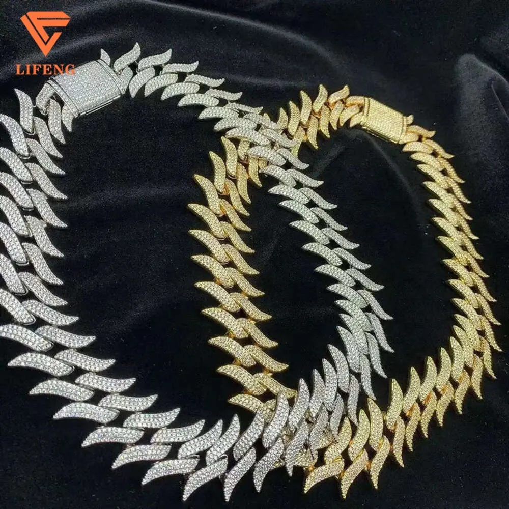 Design 18mm Fashion Jewelry Mens Cuban Link Chain 925 Sterling Silver Iced Out VVS Moissanite Hiphop Cuban Chain Necklace