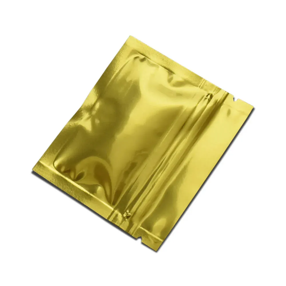 Gold Colroed Resealable Zip Lock 7.5x6.3cm Aluminum Foil Packing Bag Flat Self Seal Mylar Food Packaging Pouches 