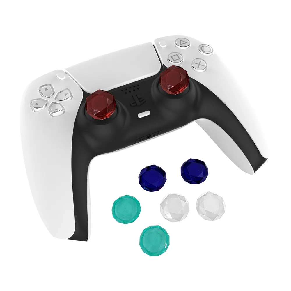 Gamepad Helder 3D Diamond Cutting Analoge Joystick Cap Thumb Stick Cover voor PS5 Draadloze Controller Acryl Kristal Duimgreep Fedex DHL EMS GRATIS VERZENDING