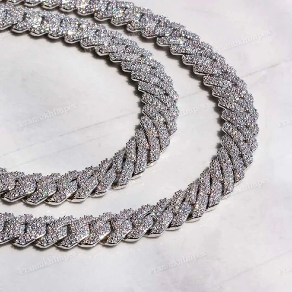 Konstgjord diamantkedja Silver Moissanite Round Miami Chains Wholesale Low Price Moissanite Cuban Link Chain Halsband för honom