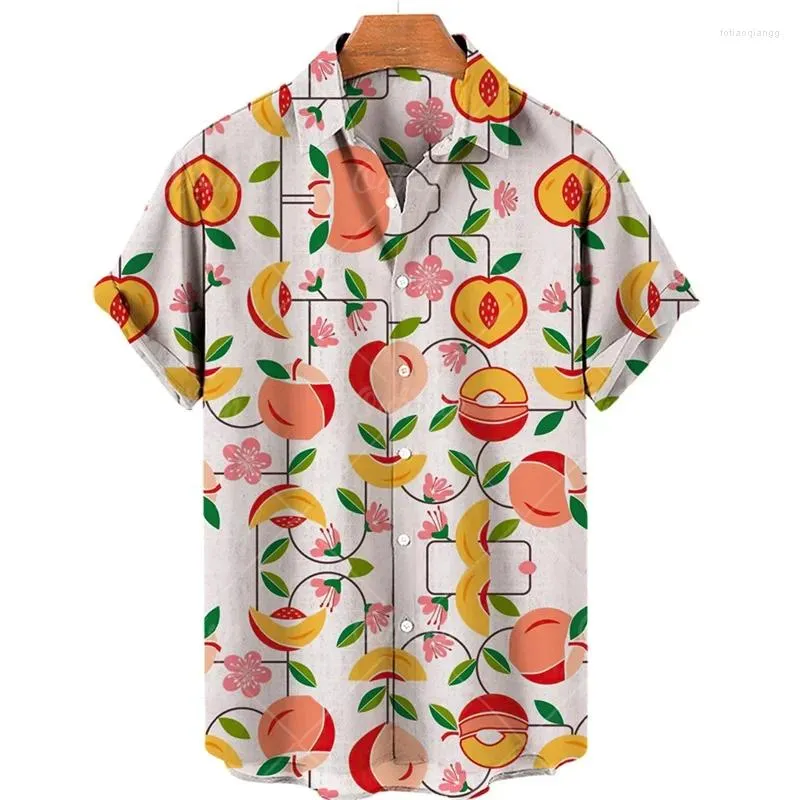 Herren-Freizeithemden, 3D-Druck, luxuriöse Designer-Kleidung, mittelalterliche tropische Früchte, hawaiianischer Harajuku-Stil, Tiki-Stil, großes Blumenhemd