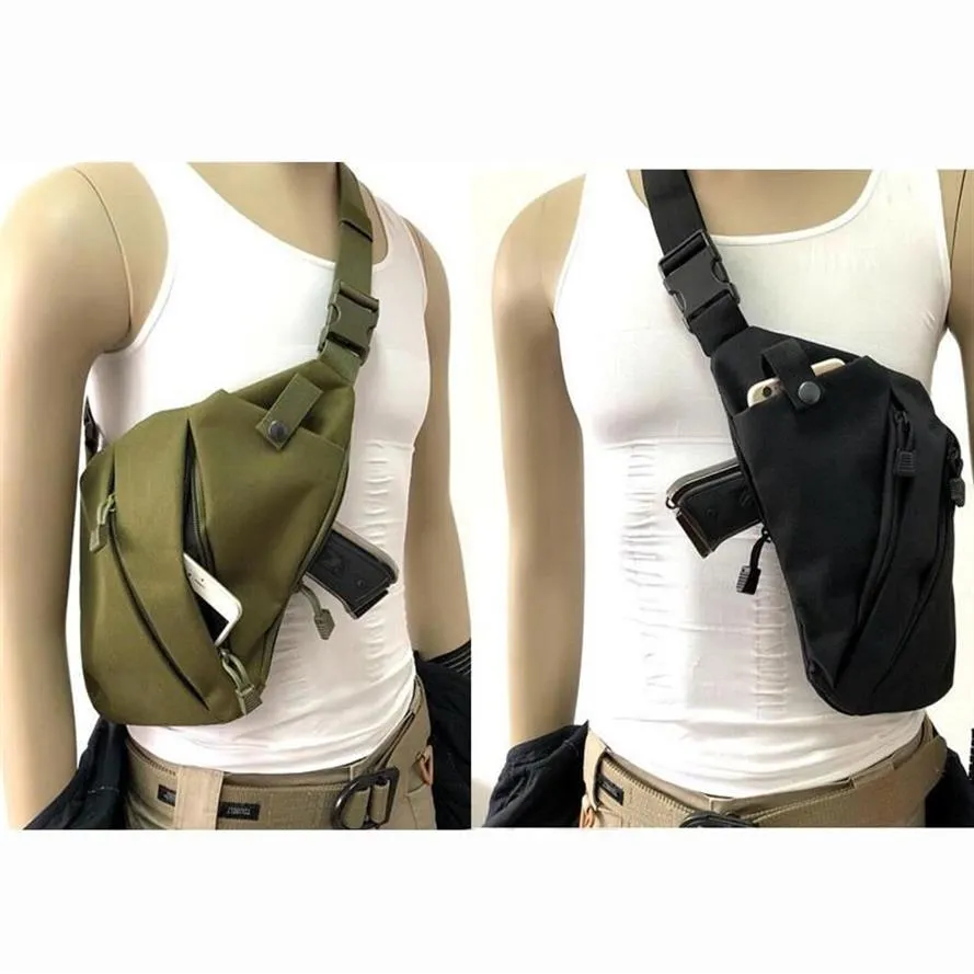 Stuff Sacks Nylon Tactical Storage Gun Carry Bag Pistol Holster Right Left Shoulder Anti-theft Concealed Chest For Cycling Hiking268A