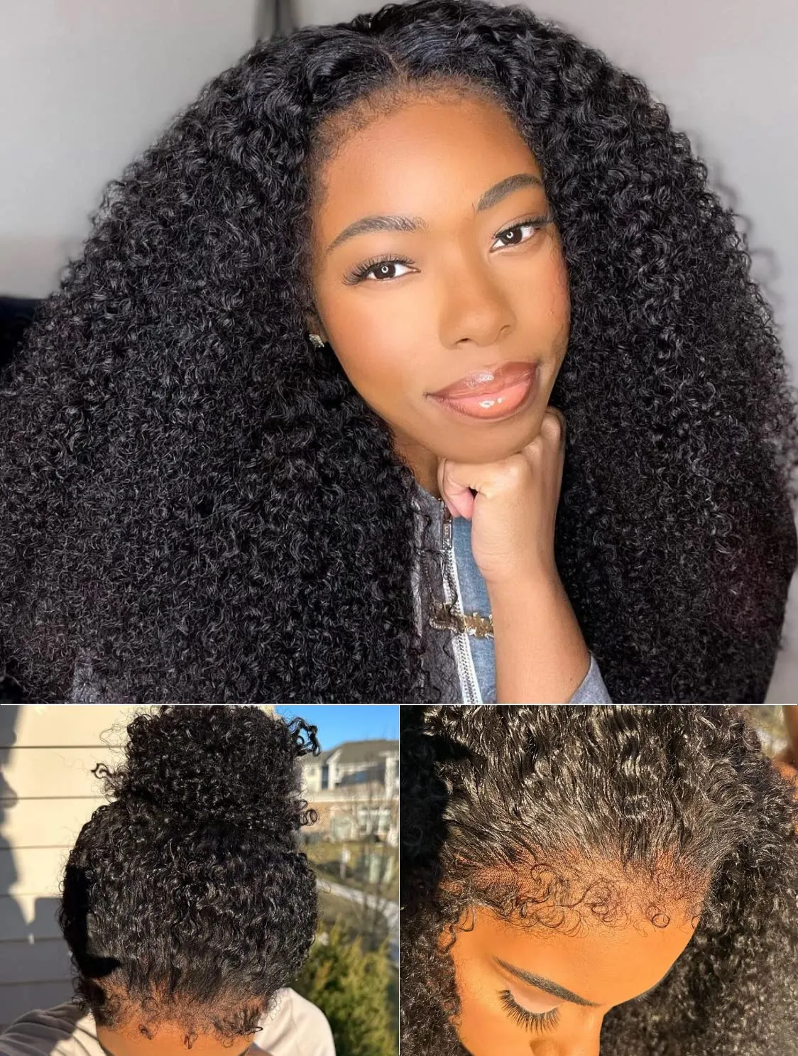 Yaki bordas bordas cacheadas cabelos de cabelo humano 360 Natural Full Natural HD Lace Frontal Wig Kinky Curly 360 Wigs dianteiro dianteiro pré -arrancado 150%de densidade para mulheres negras