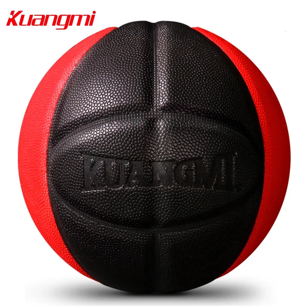 Balls Kuangmi Basketball PU leather game training Ball Indoor Outdoor size 7 Free With Net Bag Needle 231212