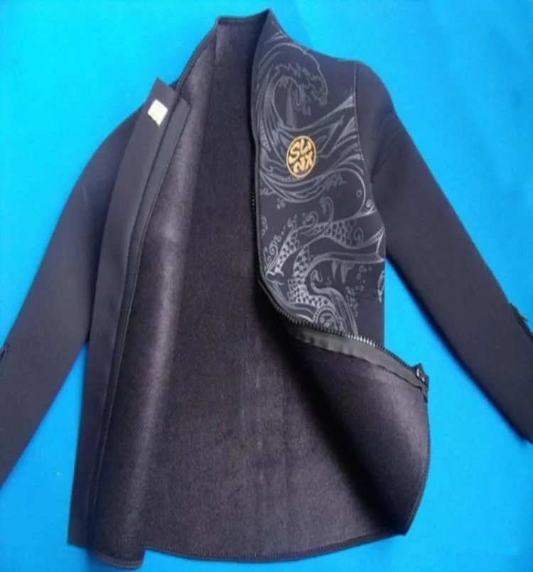 5mm 3mm Neoprene Wetsuit Long Sleeve Jacket w Front Zipper Plush Lining Men039s Women039s Wet Suit Top Chinese Dragon Print6533032