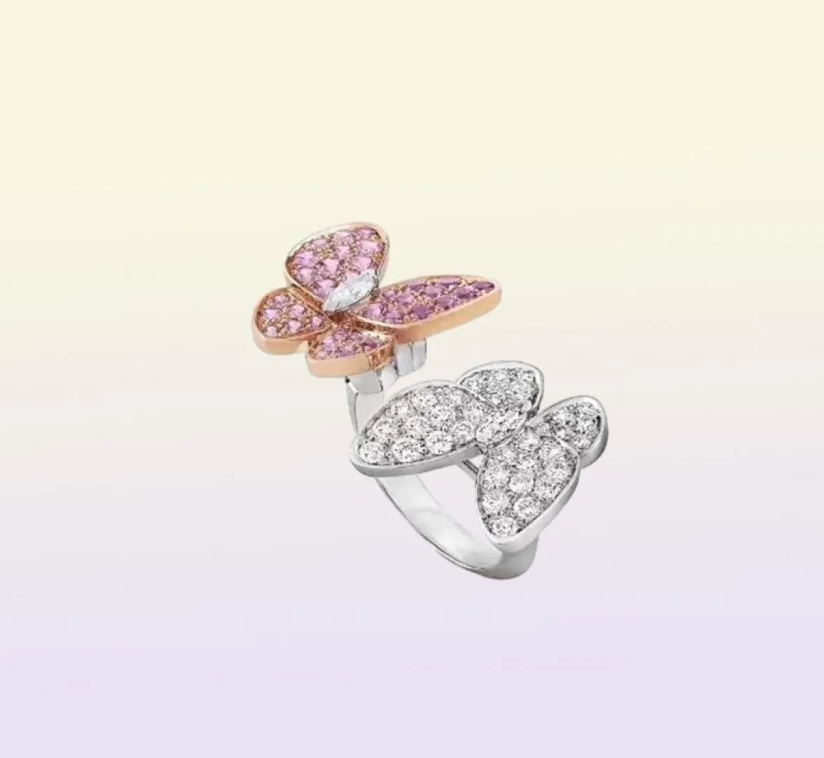 Fashion Crystal Butterfly Rings For Women Girls Original Stackable Charm Ring Fit Couple Family Friend Party Jewelry296b9192159