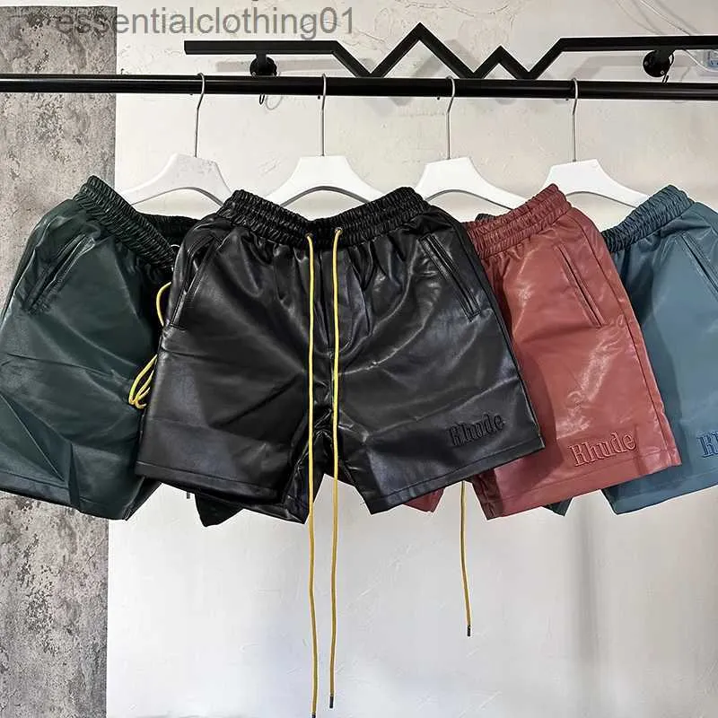 Shorts para hombres 2023 Llegada de cuero pantalones cortos de alta calidad bordados