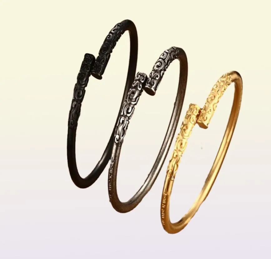 men039s الفولاذ المقاوم للصدأ البوذي الضيق الضيق الكفة سوار bangle