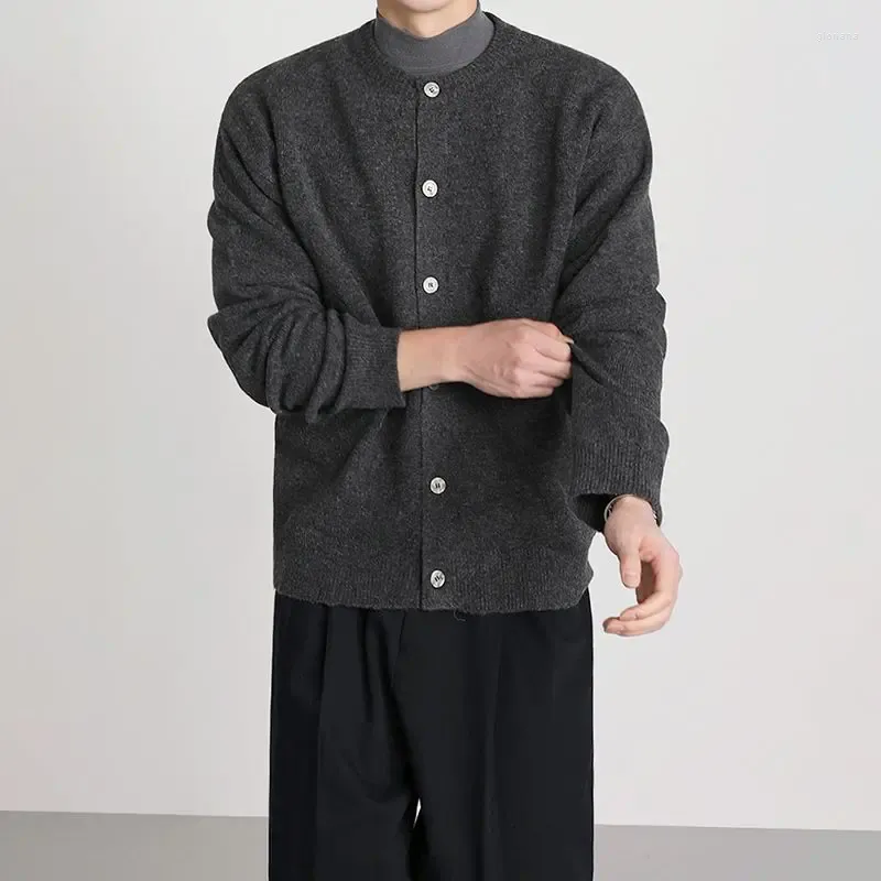 メンズセーター2023春と秋の青少年スタイルカーディガンセータージャケットソリッドスウェットシャツシングルブレストニットコート男性D20