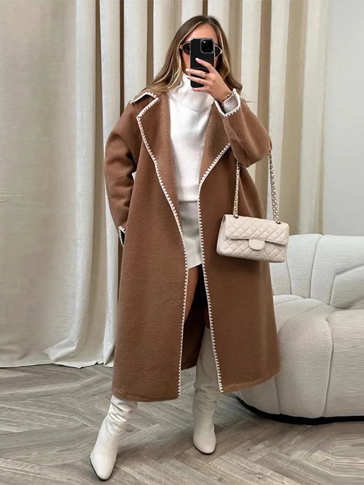 Manteau en laine femme elegante veste longue chic