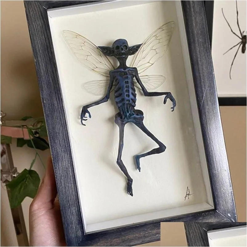 Decorative Objects & Figurines Decorative Objects Figurines Gothic Home Decor Mummified Fairy Skeleton Witchy Specimen Statue Picture Dh49E